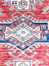 3x8 Red and Ivory Kazak Tribal Rug