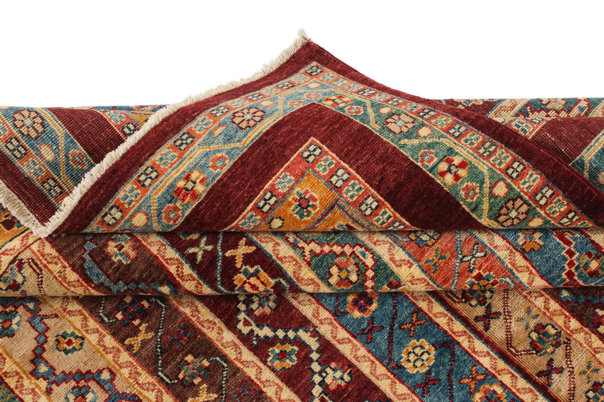 5x8 Multicolor and Red Kazak Tribal Rug