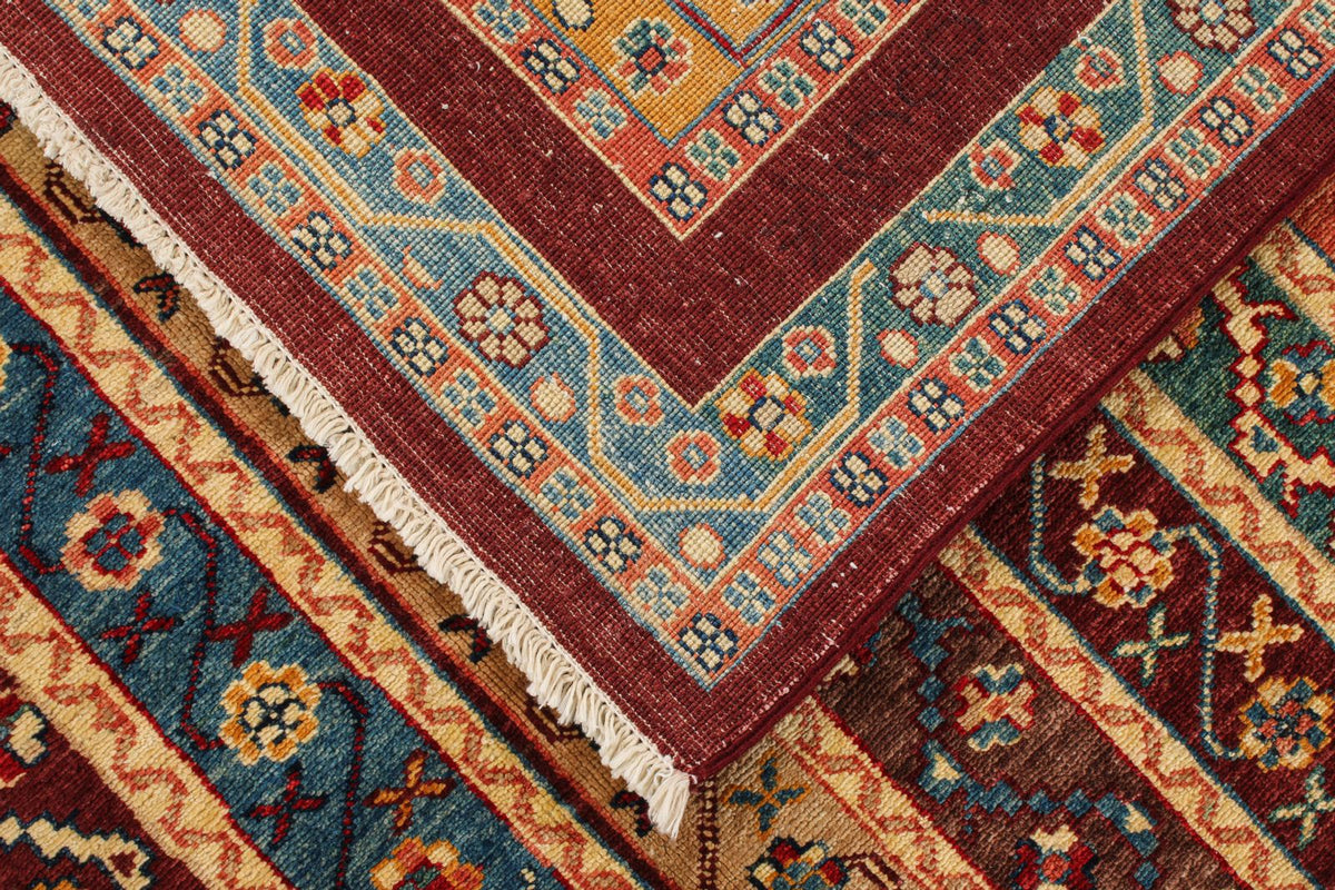 5x8 Multicolor and Red Kazak Tribal Rug