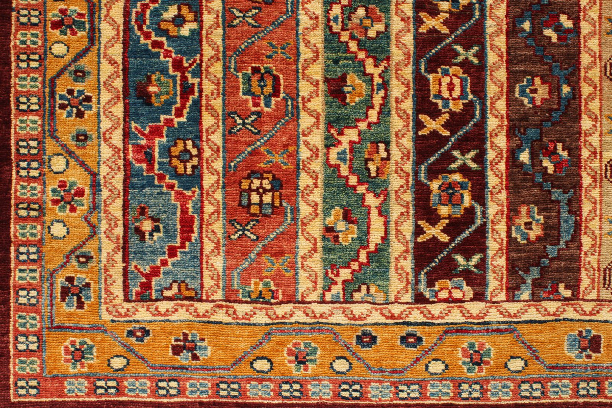 5x8 Multicolor and Red Kazak Tribal Rug