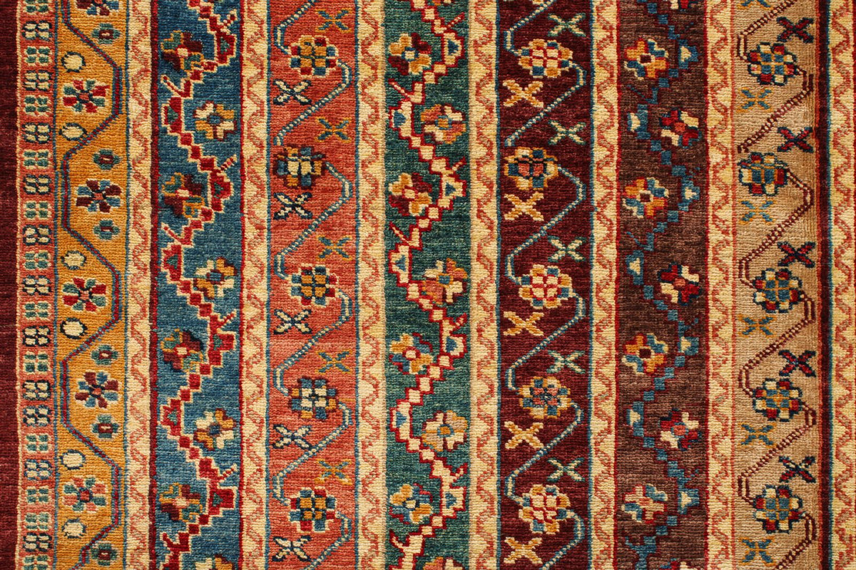 5x8 Multicolor and Red Kazak Tribal Rug