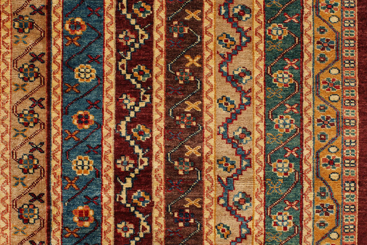 5x8 Multicolor and Red Kazak Tribal Rug