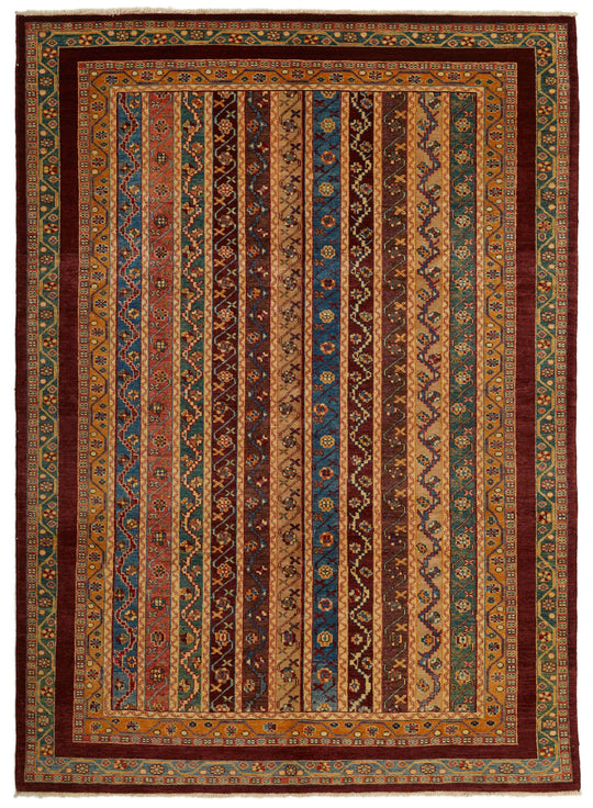 5x8 Multicolor and Red Kazak Tribal Rug