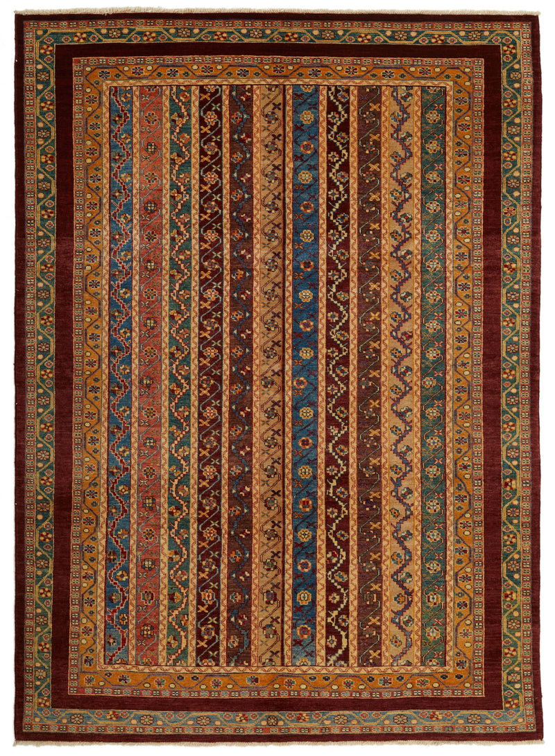 5x8 Multicolor and Red Kazak Tribal Rug