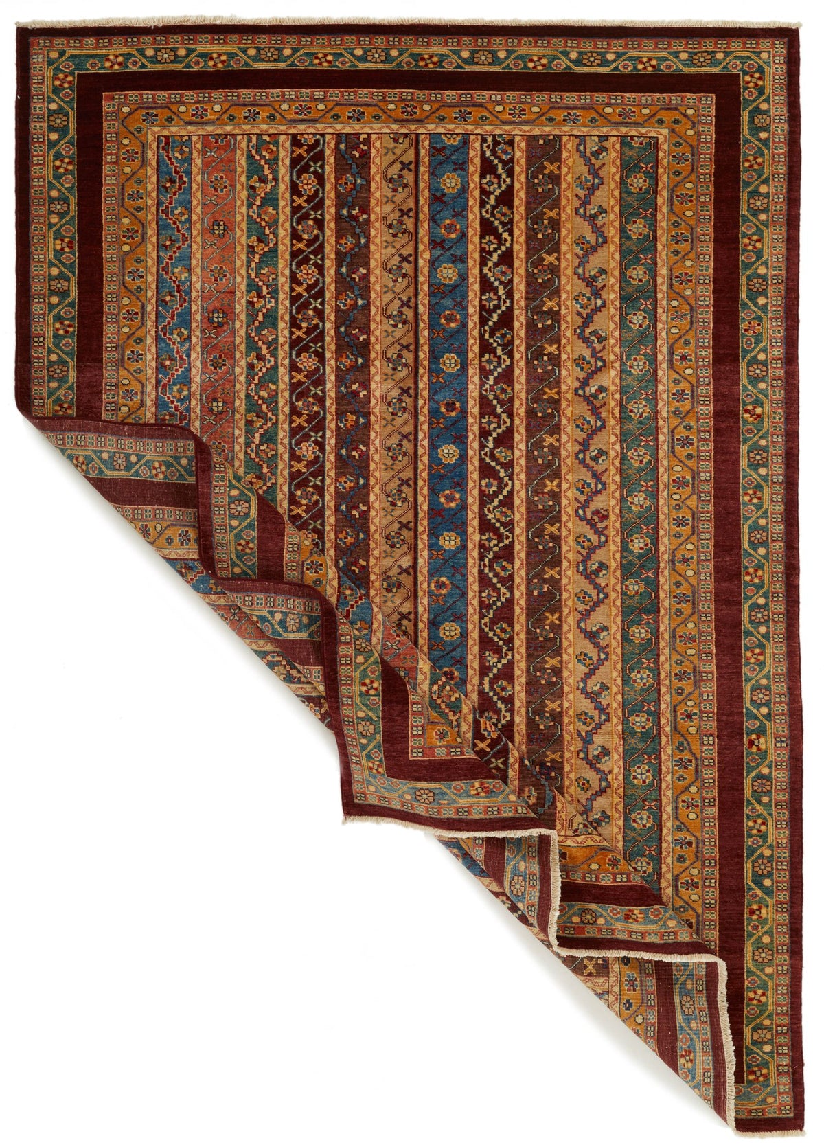 5x8 Multicolor and Red Kazak Tribal Rug