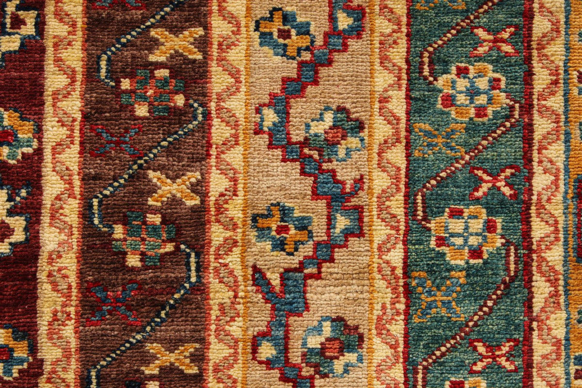 5x8 Multicolor and Red Kazak Tribal Rug
