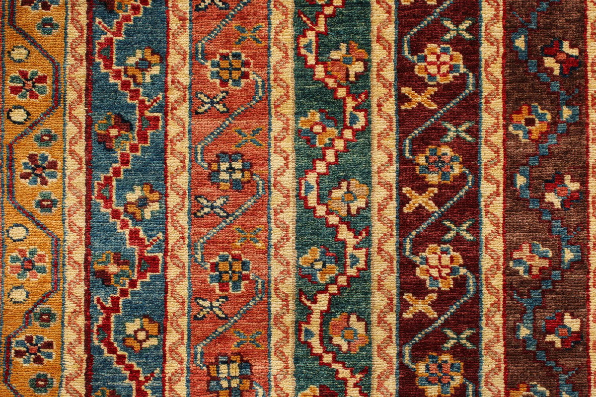 5x8 Multicolor and Red Kazak Tribal Rug