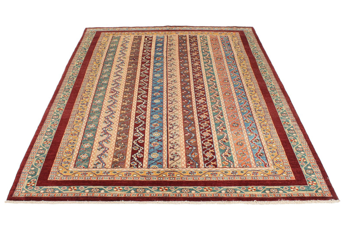 5x8 Multicolor and Red Kazak Tribal Rug