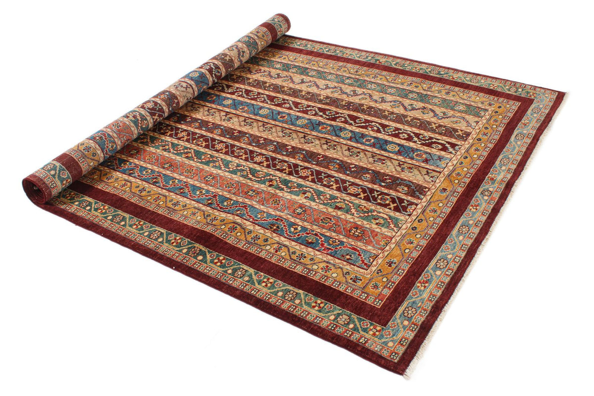 5x8 Multicolor and Red Kazak Tribal Rug
