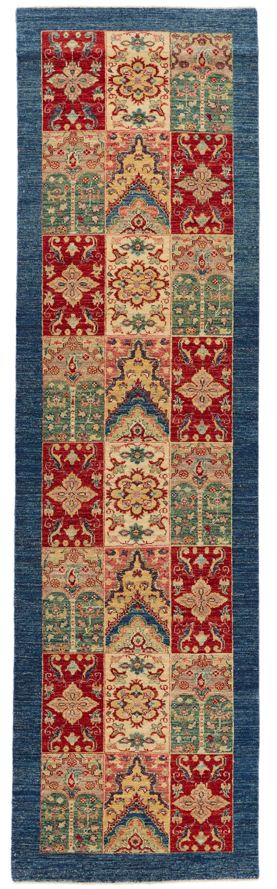 3x10 Multicolor and Ivory Kazak Tribal Runner