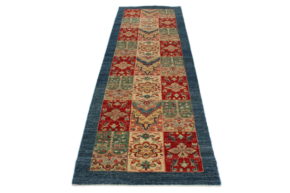 3x10 Multicolor and Ivory Kazak Tribal Runner