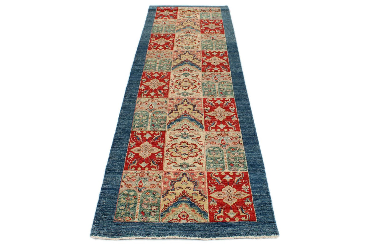 3x10 Multicolor and Ivory Kazak Tribal Runner