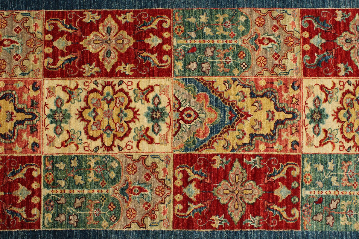 3x10 Multicolor and Ivory Kazak Tribal Runner