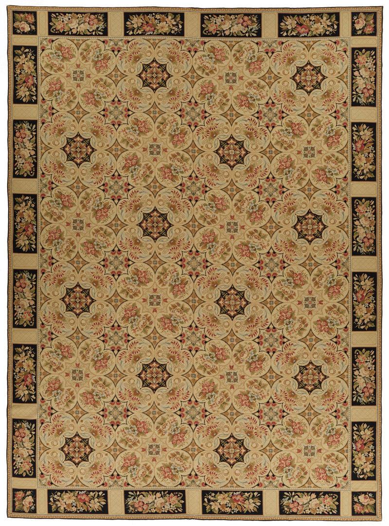 10x14 Ivory and Black Anatolian Traditional Rug