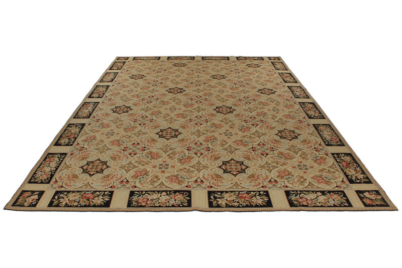 10x14 Ivory and Black Anatolian Traditional Rug