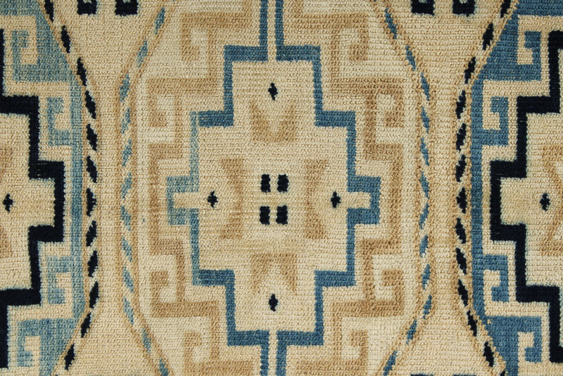 3x12 Off White and Blue Turkish Milas Runner