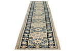 3x12 Off White and Blue Turkish Milas Runner