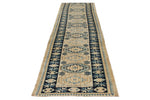 3x12 Off White and Blue Turkish Milas Runner