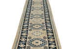 3x12 Off White and Blue Turkish Milas Runner