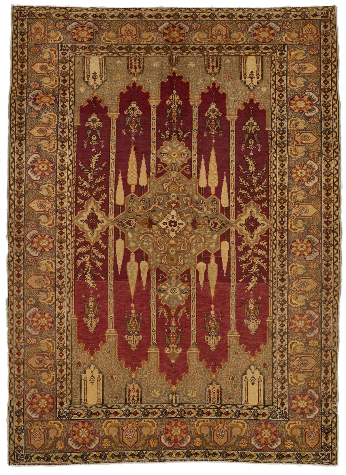 5x6 Brown and Ivory Anatolian Tribal Rug