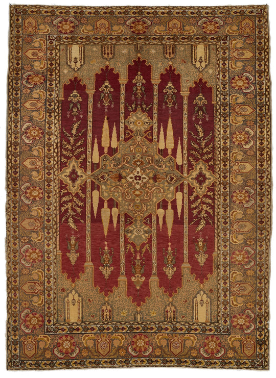 5x6 Brown and Ivory Anatolian Tribal Rug