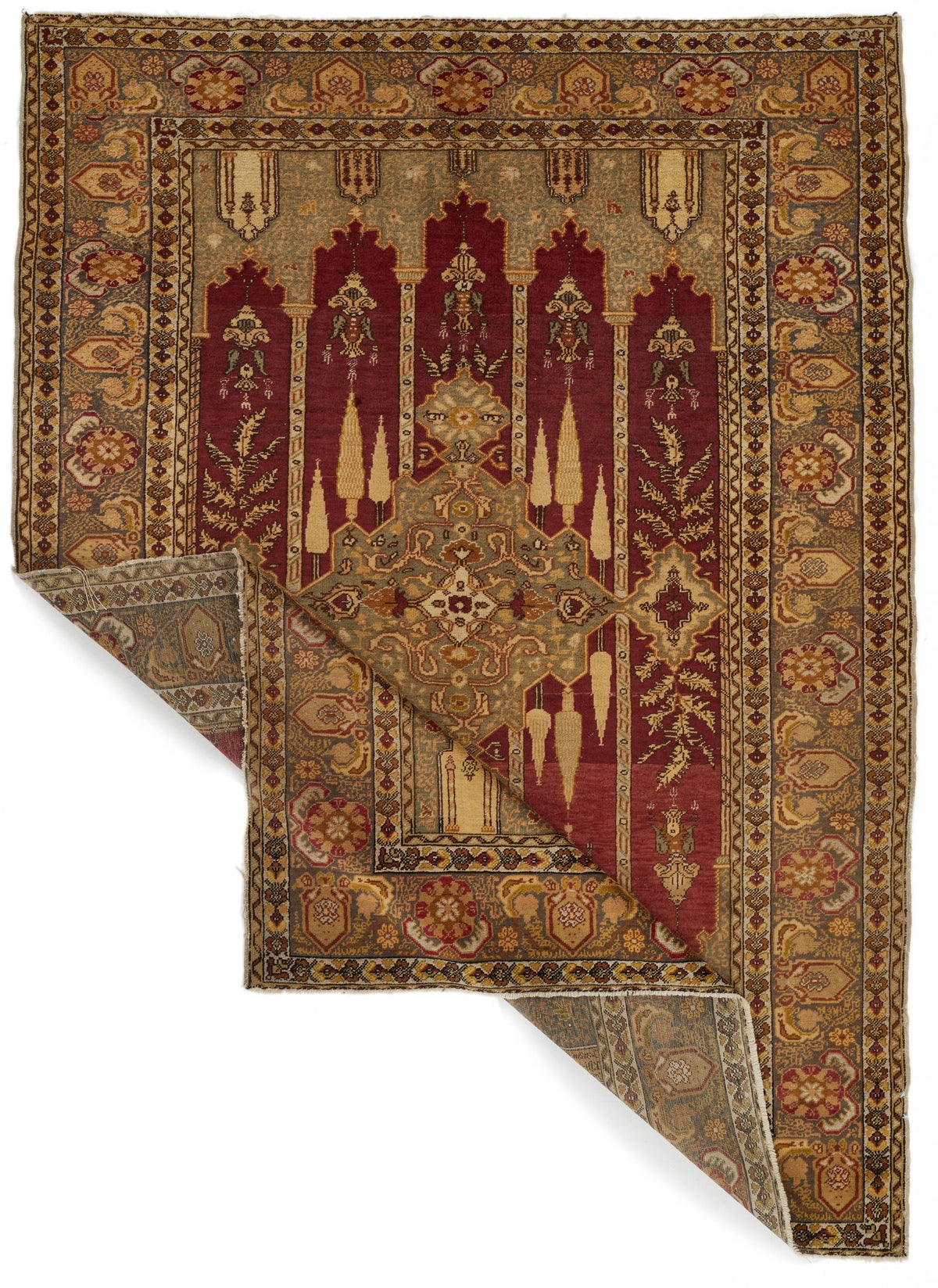 5x6 Brown and Ivory Anatolian Tribal Rug