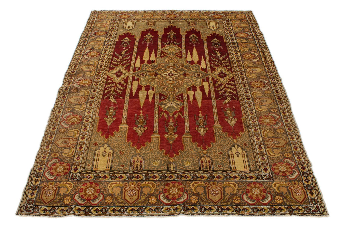 5x6 Brown and Ivory Anatolian Tribal Rug