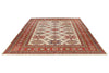 8x10 Ivory and Red Kazak Tribal Rug