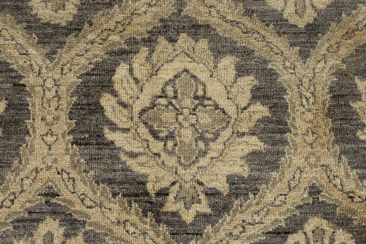 9x13 Gray and Ivory Turkish Oushak Rug