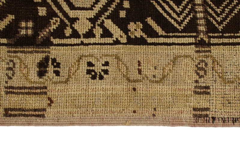 7x12 Ivory and Brown Turkish Tribal Rug
