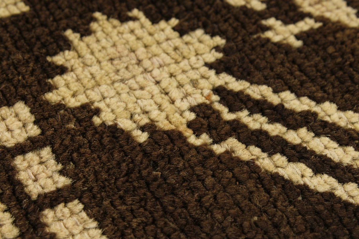 7x12 Ivory and Brown Turkish Tribal Rug
