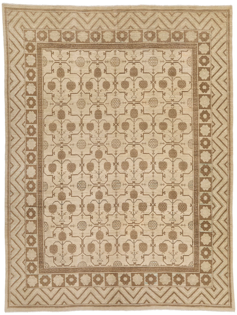 9x12 Ivory Turkish Tribal Rug