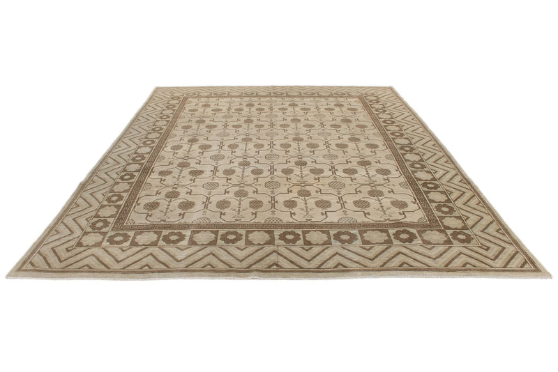 9x12 Ivory Turkish Tribal Rug