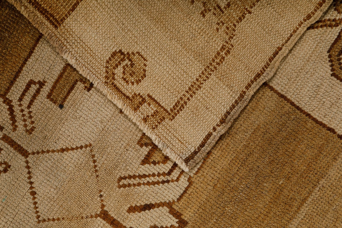 7x12 Brown and Ivory Turkish Tribal Rug