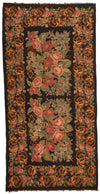7x13 Black and Multicolor Turkish Tribal Runner