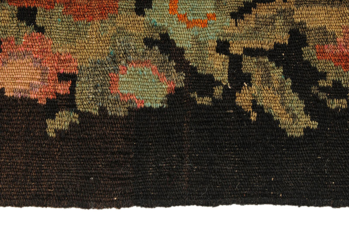 7x13 Black and Multicolor Turkish Tribal Runner