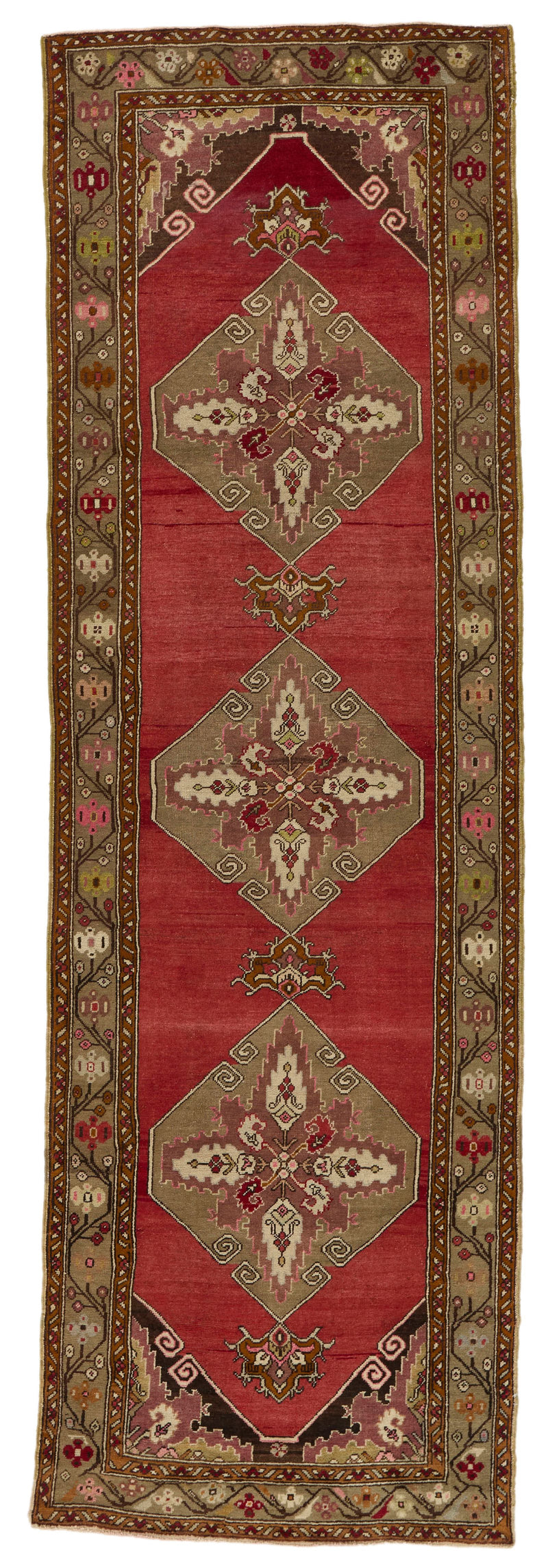 4x11 Red and Green Turkish Tribal Runner