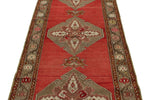 4x11 Red and Green Turkish Tribal Runner