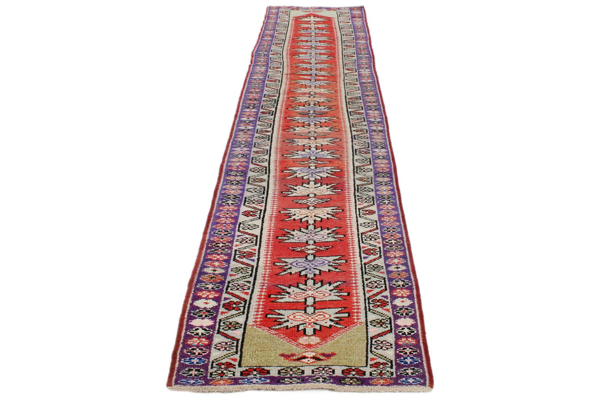 3x12 Red and Purple Turkish Tribal Runner