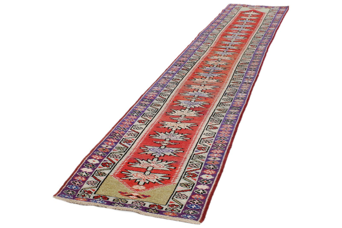 3x12 Red and Purple Turkish Tribal Runner