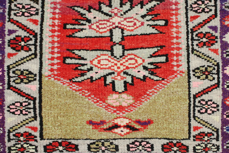 3x12 Red and Purple Turkish Tribal Runner