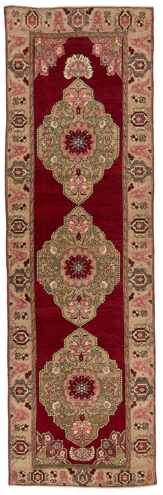 4x11 Red and Ivory Turkish Tribal Runner