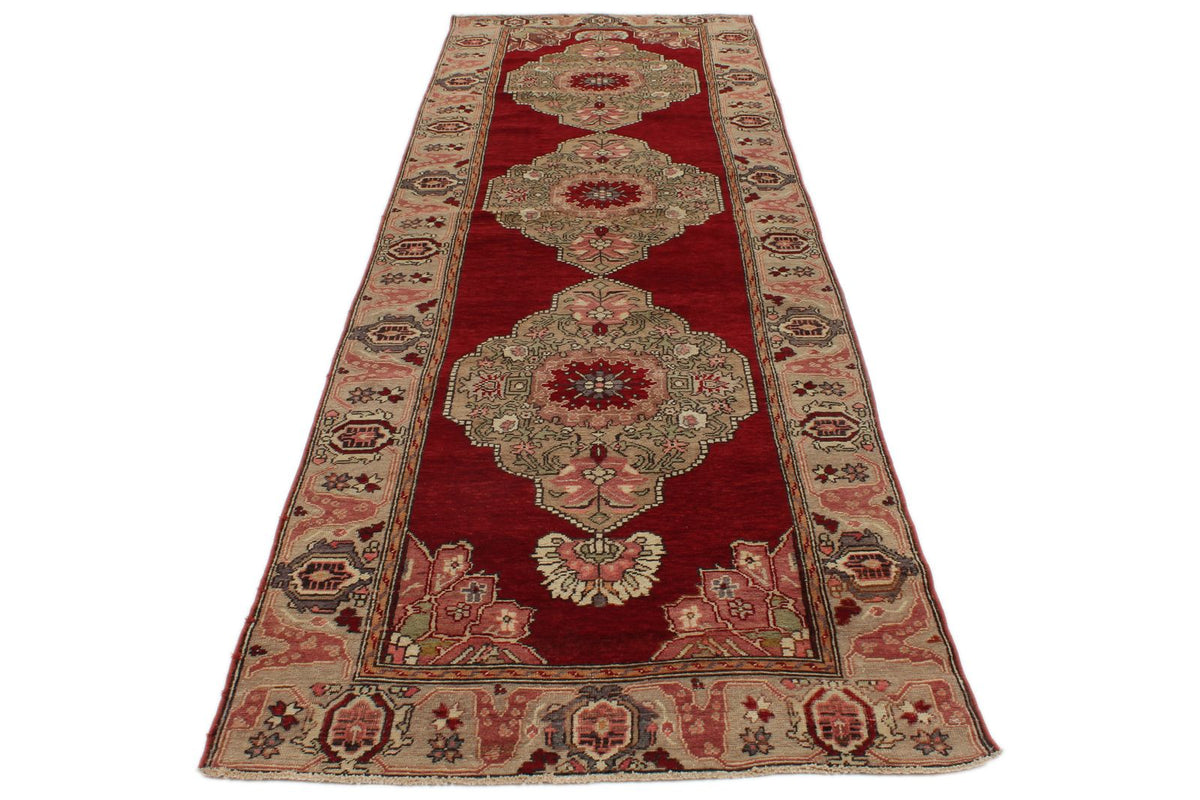 4x11 Red and Ivory Turkish Tribal Runner
