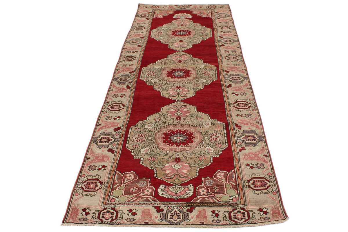 4x11 Red and Ivory Turkish Tribal Runner