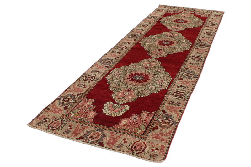 4x11 Red and Ivory Turkish Tribal Runner
