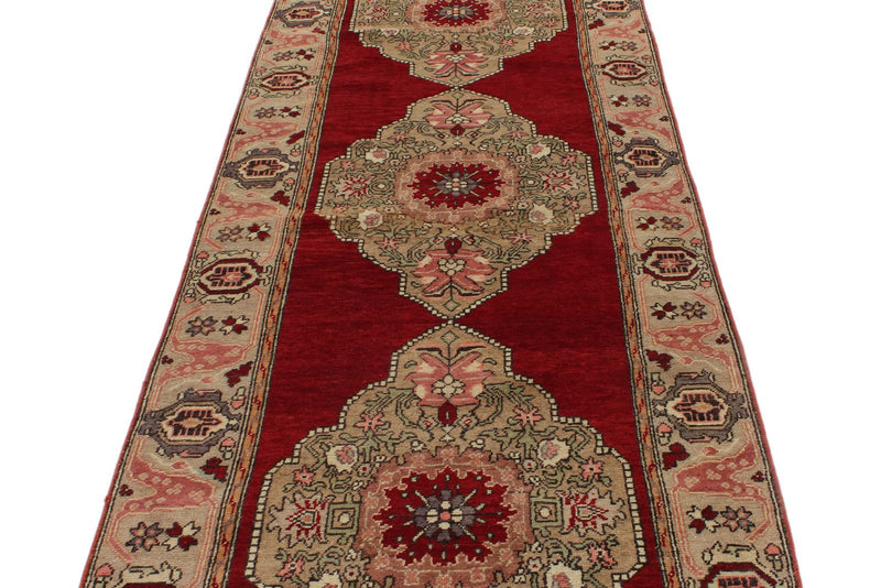 4x11 Red and Ivory Turkish Tribal Runner