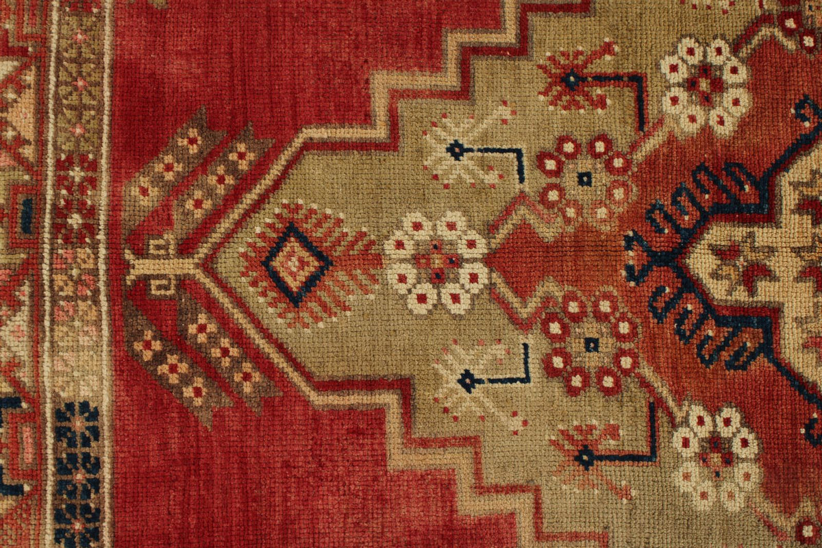 5x9 Red and Green Turkish Tribal Rug