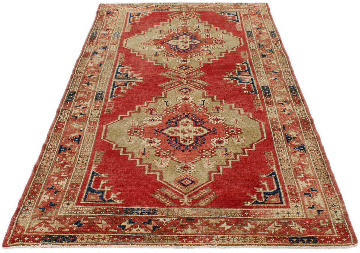 5x9 Red and Green Turkish Tribal Rug