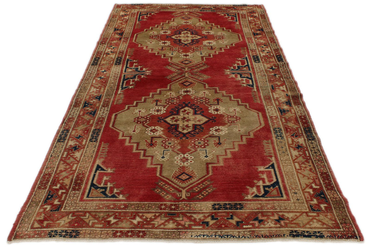 5x9 Red and Green Turkish Tribal Rug