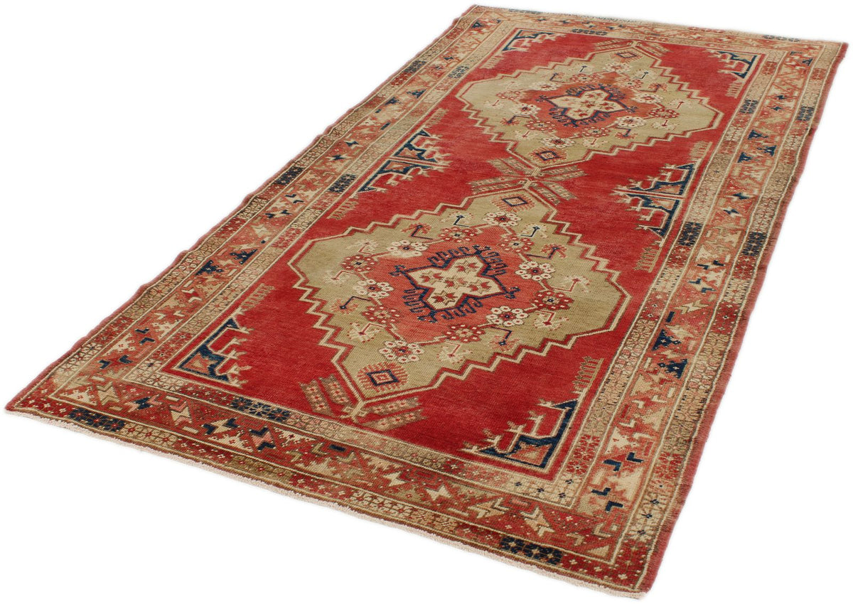 5x9 Red and Green Turkish Tribal Rug
